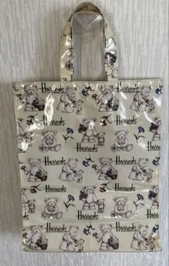 【Harrods】ハロッズ トートバッグ 縦長バッグ ビニールバッグ ベアー柄