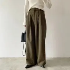 【新品】frame ツィードタックワイドパンツ　ツィードパンツ　カーキ