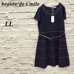 R4632 beaute'de s.mile【LL】 美品 半袖ひざ丈ワンピース