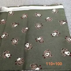 ハンドメイド生地 はぎれ クマ柄 カーキ