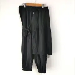 〈INCERUN〉サルエルパンツ　黒　巻スカート風付き　Ｓ