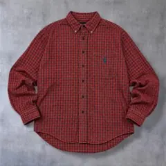 【ビッグサイズ XL】Ralph Lauren赤黒 ギンガムチェック　長袖シャツ