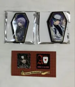 ツイステ キャラバッジコレクション 缶バッジ 棺 ジェイド エペル エース 切手
