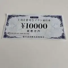 熊本　植木温泉　割引券券　一万円分　1泊2食付きプラン割引券　有効期限7月31日