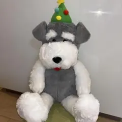 シュナウザークリスマス帽子付きぬいぐるみ