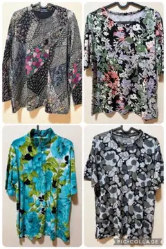 レディーストップス 4点セット 花柄 ゆったり ミセス まとめ売り