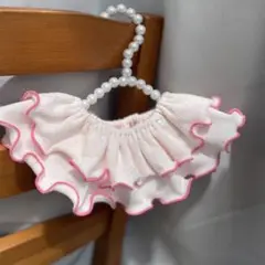 ハンドメイド　フリルスタイ　カラーネップ　ピンク　メロウ　メロー