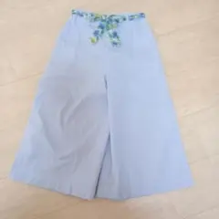 Navy 青と白のストライプ ワイドパンツ　ガウチョパンツ　140