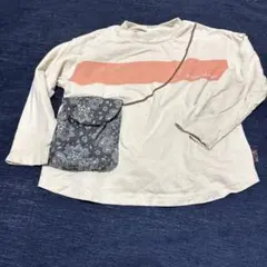 長袖カットソー クリーム色 オレンジストライプ