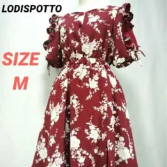 LODISPOTTO　ロディスポット　ワンピース　花柄　フリル　総柄　リボン　赤