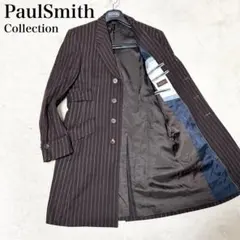 【カシミヤ】ポールスミスコレクション　チェスターコート　ブラック　M　裏地ブルー ヘリンボーン ウールカシミヤ チェスターコート（ネイビー） ｜ポール
