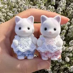 2着セットミニチュアドール赤ちゃん用着せ替えお洋服　ブルー×ピンクチェック