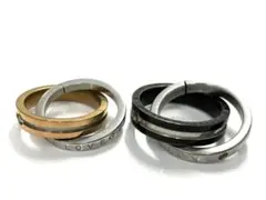 ペア　リング　ネックレストップ　ゴールド シルバー ブラック