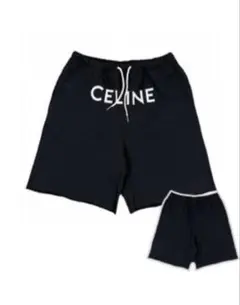 CELINE 黒 ショートパンツ ロゴ入りのサムネイル
