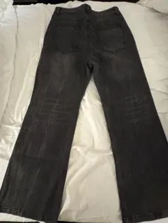 ダークグレー ワイドレッグデニム