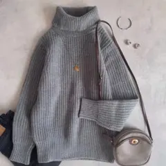 美品▲SLOANE タートルネック ニット ライトグレー サイズ3 日本製 M