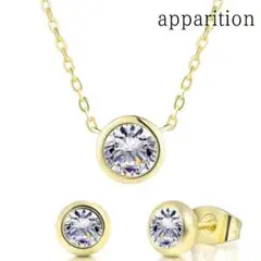 新品未使用    ネックレス ピアス セット 一粒ダイヤ ジルコニア