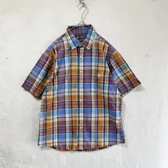 CHAPS/半袖シャツ/M/チェック ロゴ刺繍 綿100% ボタンダウンのサムネイル