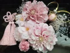 和装振袖袴成人式卒業式等に髪飾りセット　ライトピンク