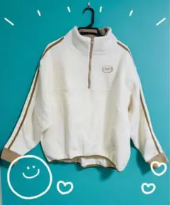 フリース ハーフジップ トレーナー ホワイト