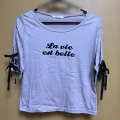 REDYAZEL 薄紫 Tシャツ 半袖 リボン付きのサムネイル