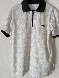 FILA ジッパーポロシャツ M ホワイト/ブラック