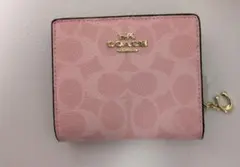 訳あり特価❕COACH 二つ折り 財布 シグネチャー ピンク お札 カード