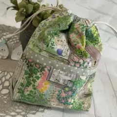 ハンドメイド　ミニ巾着　ユキエモン　シークレットガーデン　411