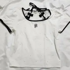 evelyn　エブリン　リボンストーンTシャツ　ブラック