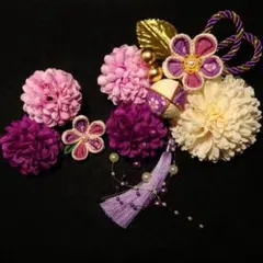 成人式 髪飾り A うす紫 和装 結婚式 卒業式 振袖 つまみ細工 袴