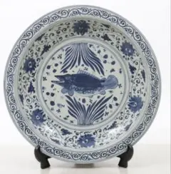 ★ 明代染付 芙蓉手 中皿 カササギ牡丹文 骨董品 ☆ 明代染付 芙蓉手 中皿 カササギ牡丹文 骨董品 - メルカリ