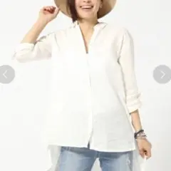 (1064)グローバルワーク　フレンチリネン　ロングシャツ　長袖　新品　Mのサムネイル