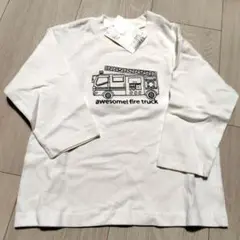 branshes消防車刺繍長袖Tシャツ 90cm ホワイト