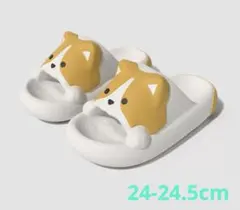新品 24-24.5cm コーギー柄 シャワーサンダル ホワイト イエローのサムネイル