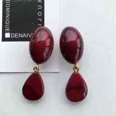 DominiqueDenaive◆ドロップ型イヤリング1.2万 ボルドー色ワインのサムネイル