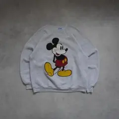【80s】disneyディズニー ミッキースウェット USA製 XL グレー