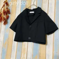 【girly doll 】ショート丈　シャツ　クロップドシャツ　ビックボタン　Mのサムネイル