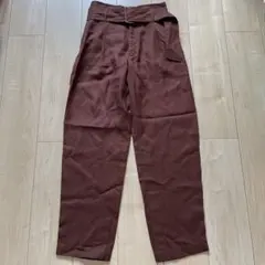 ユナイテッドアローズグリーンレーベル　リネンパンツ　ハイウエストパンツ　ブラウン