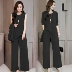 レディース　L パンツスーツ　3点セット　結婚式　フォーマル　セットアップ