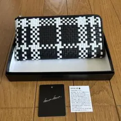 新品未使用】kawa kawa長財布 ブラック ホワイト 編み込み - メルカリ