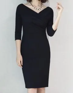 ★秘書スタイル★ 2WAYオフショルダー　カシュクールタイトワンピース