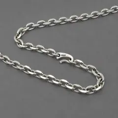 新品 シルバーチェーン ネックレス 細角 イーグルフック式 50cm/4mm