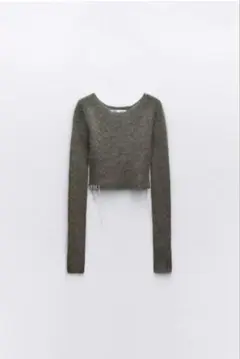 ZARA ニットクロップ丈トップス ステッチ入り