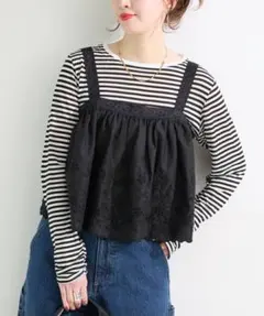 B.C STOCK 手洗い可 / レースキャミソール ブラックのサムネイル