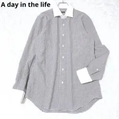 アデイインザライフ　長袖シャツ　トップス　ギンガムチェック　胸ポケット　L