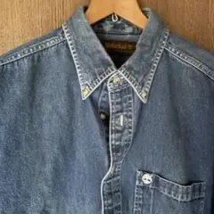ティンバーランド デニムブルー 長袖BDシャツ M 美品