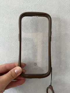 iFace iPhoneケース ブラウン ストラップ付き