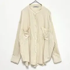 ナノユニバース◆長袖コーデュロイシャツ/バンドカラー ドロップショルダー 無地
