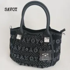 新品タグ付き✨サボイ ハンドバッグ ショルダーバッグ 2way ビジュー刺繍ロゴ