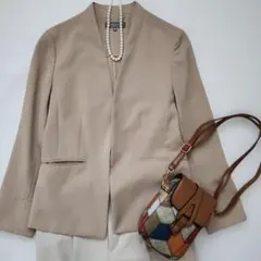 美シルエット❤ユナイテッドアローズ　ノーカラージャケット 40 ベージュ